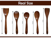 Kuber Industries Sheesham Handicrafts Wooden Serving and Cooking Spoons | No Harmful Polish | Naturally Non-Stick | Wood Brown Spoons Kitchen Utensil | Handmade Spatula Set of 5 (Pack of 5)
